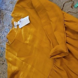 OffOn Cloudy Skyfall Mustard Linen dress Size Medium & Small